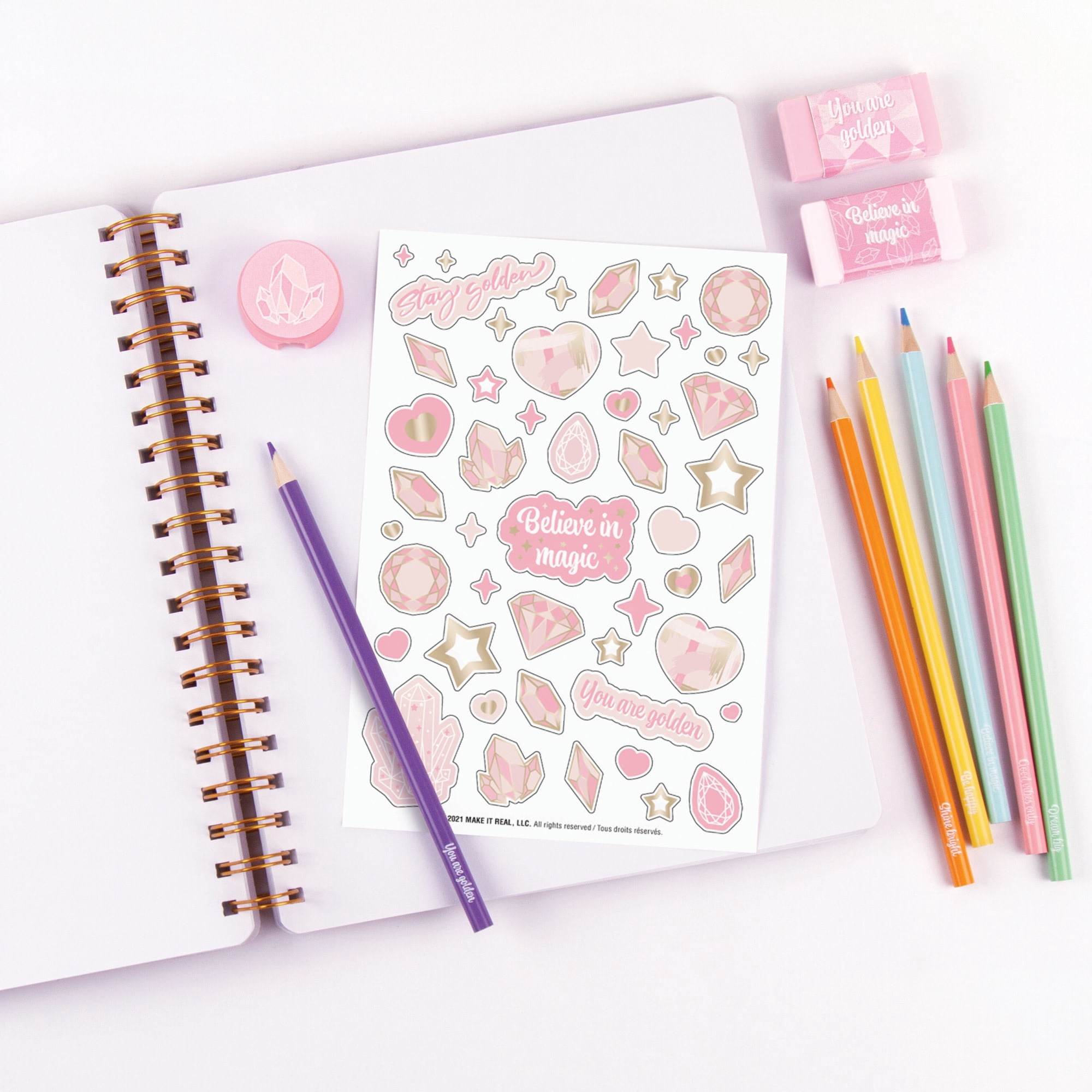 Three Cheers for Girls: Pink & Gold All-in-1 Sketching Set - 200