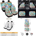 thumbnail image 4 of Yuyamidu Sea Turtle Car Seat Cover Set of 15 Hibiscus Car Carpet Mats Steering Wheel Cover Seat Belt Pad Cup Holder Auto Gear Shift Knob Cover Set, 4 of 6