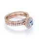 thumbnail image 3 of JeenMata Anillo Nupcial con Filigrana Art Déco de 1,75 Quilates de Aguamarina y Moissanita de Talla Brillante Redonda con Halo Pavé Engastado en Oro Rosa de 18 K sobre Plata, 3 of 6