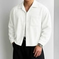 thumbnail image 2 of Men's Button Down Corduroy Shirt Jacket Casual Soild Long Sleeve Shacket Overshirts Jackets, 2 of 9