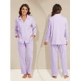 thumbnail image 5 of EA'S SECRET 100% Cotton Pajamas for Women Set Long Sleeve Sleepwear Button Down Loungewear Soft Pjs 2 Piece Lounge Sets(Light Purple,S), 5 of 7
