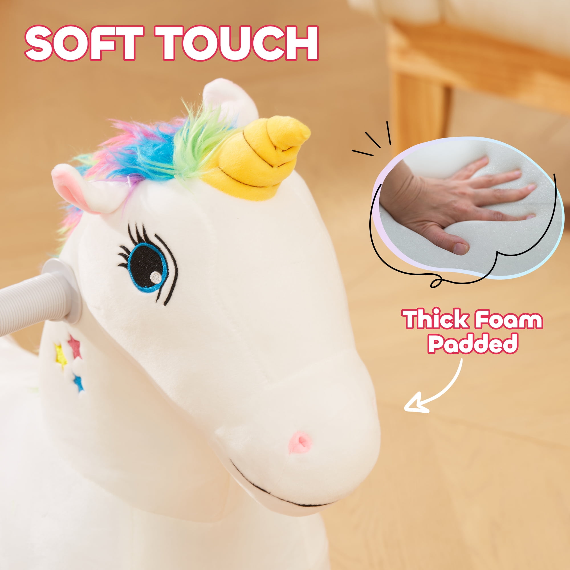 Qaba Ride on Unicorn, 6V Battery Powered Kids Electric Ride on Animal Toy with Music Forward, Foot Pedal for Girls Boys Aged 18-36 Months, White