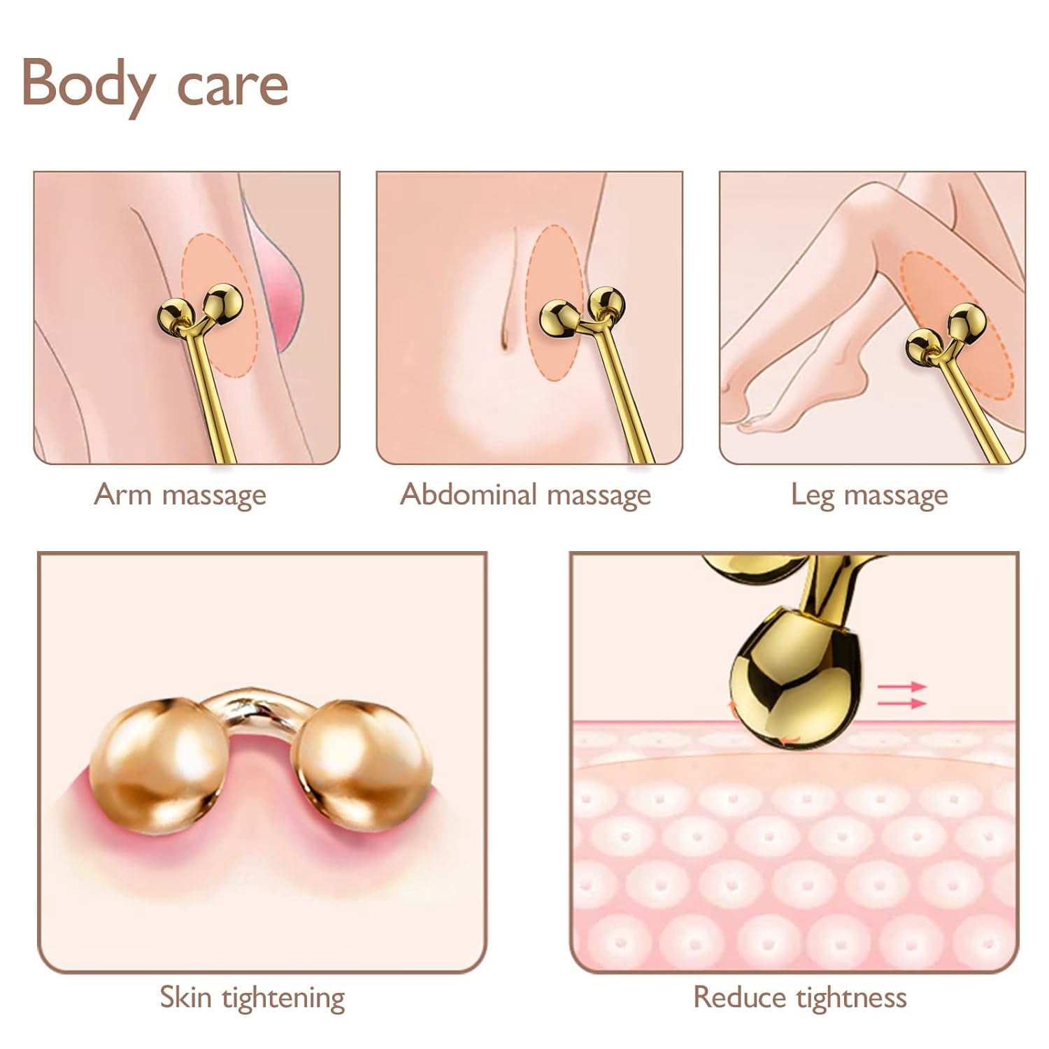 Facial Roller Massager, 3D Metal face Massage Tool for Eye Reduce Puffiness, Face Lift, Anti-Aging, Skin Tightening (Gold）