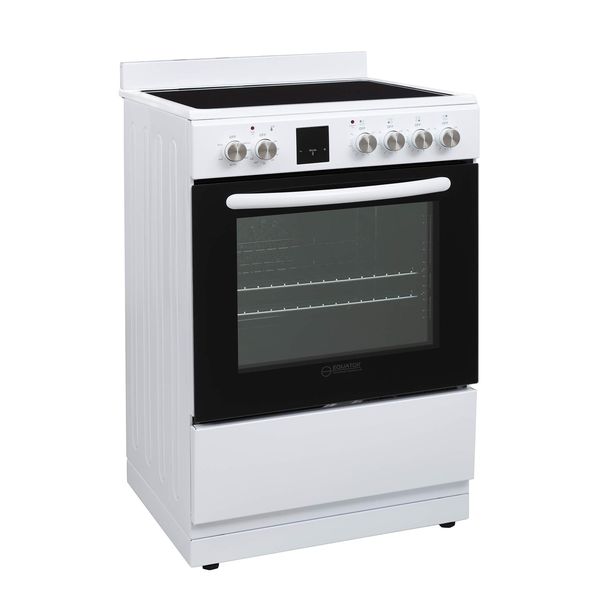 Equator 24" Electric Cooking Range 4 Ceramic Burner CONVECTION OVEN+AIR FRYER White