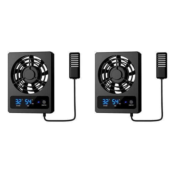2X for Reptile Tank with LED Display Strong Wind Ventilation Fan Low Noise Cooling Fan(Degrees Celsius)