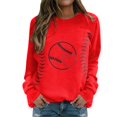 thumbnail image 1 of Bmisegm Sweat à Capuche Sans Manches pour Femmes, Col Rond, Imprimé Baseball, Rouge L, 1 of 5