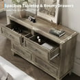 thumbnail image 5 of Farmhouse Grey Dresser for Bedroom with 6 Drawer, Double Dresser TV Stand with Vintage Handle, Wide Wood Dressers & Chests of Drawers, 6 Drawer Dressers for Bedroom, Living Room, Hallway, 5 of 6