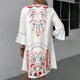 thumbnail image 3 of Vestido de Verano Casual, Vestido de Cuello en V de Manga 3/4 de Ruffle de Impresión Hecha de Poliéster Cómodo para Primavera Verano, Vestido de Verano de Mujer, 3 of 4