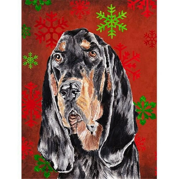 Coonhound Red Snowflake Christmas Flag Garden Size