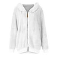 thumbnail image 4 of Qwertyu Winter Jacket Women Plus Size Fuzzy Fleece Jackets Long Coat Light Casual Fall Outerwear with Faux Fur Hood White S, 4 of 6
