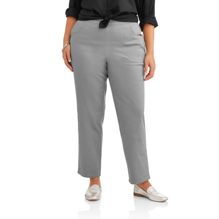Women's Plus-Size 2-Pocket Pull-On Stretch Woven Pants, Available in Regular and Petite Lengths