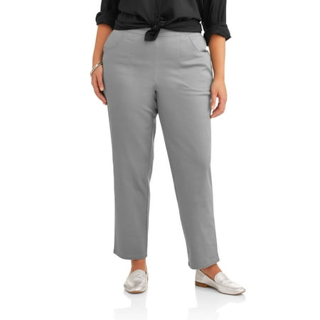 Women's Plus-Size 2-Pocket Pull-On Stretch Woven Pants, Available in Regular and Petite