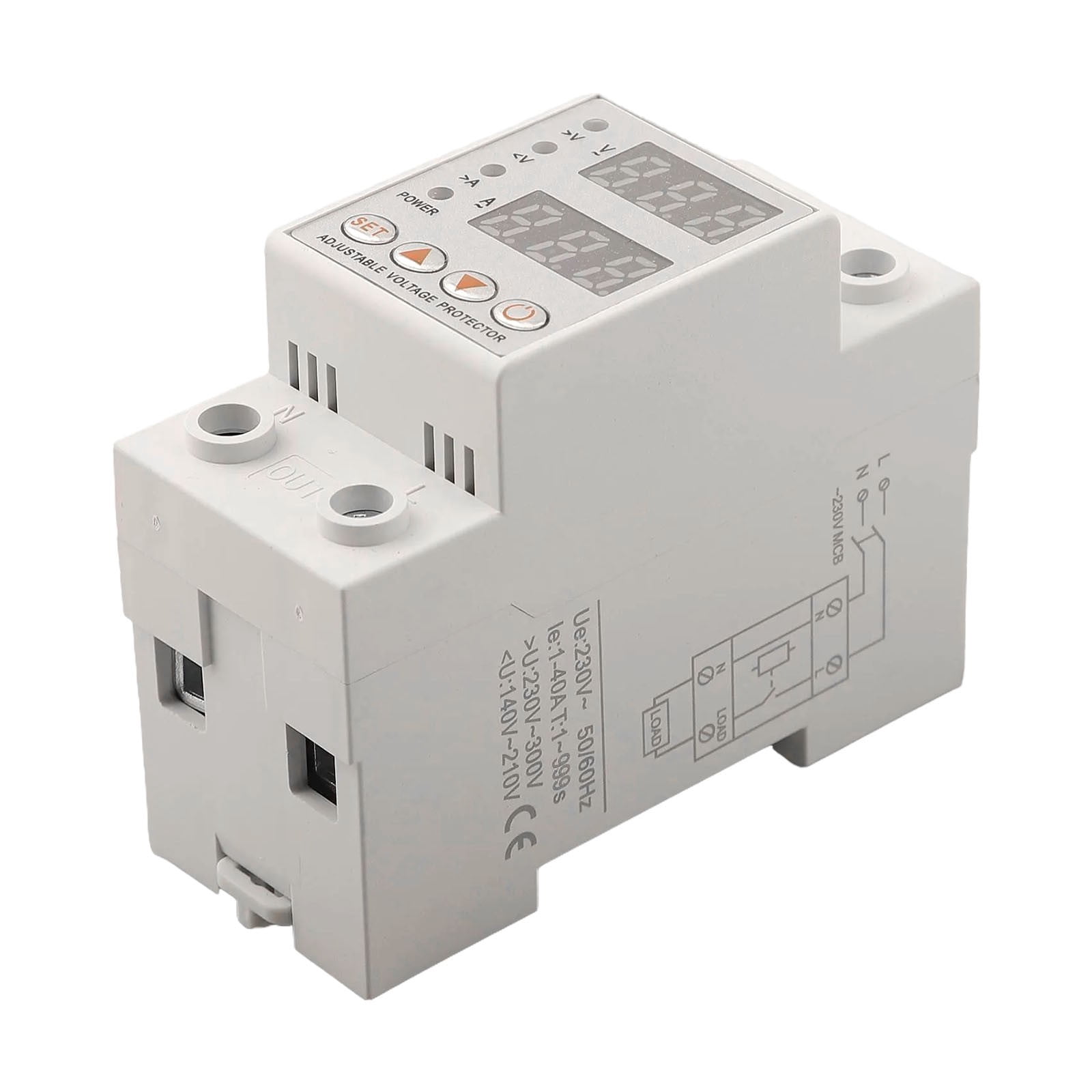 Rail Type 40/63A Adjustable Overvoltage Protector with Overcurrent Protection and Electricity Metering Self-Resetting Mechanism for Home Electrical Safety