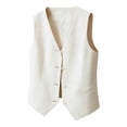 thumbnail image 3 of TIANZEN ’s Autumn Slim Fit Outerwear Vest Casual Layering Top Solid Knit Sleeveless Jacket Lightweight Daily Vest for Women Zip up, 3 of 3