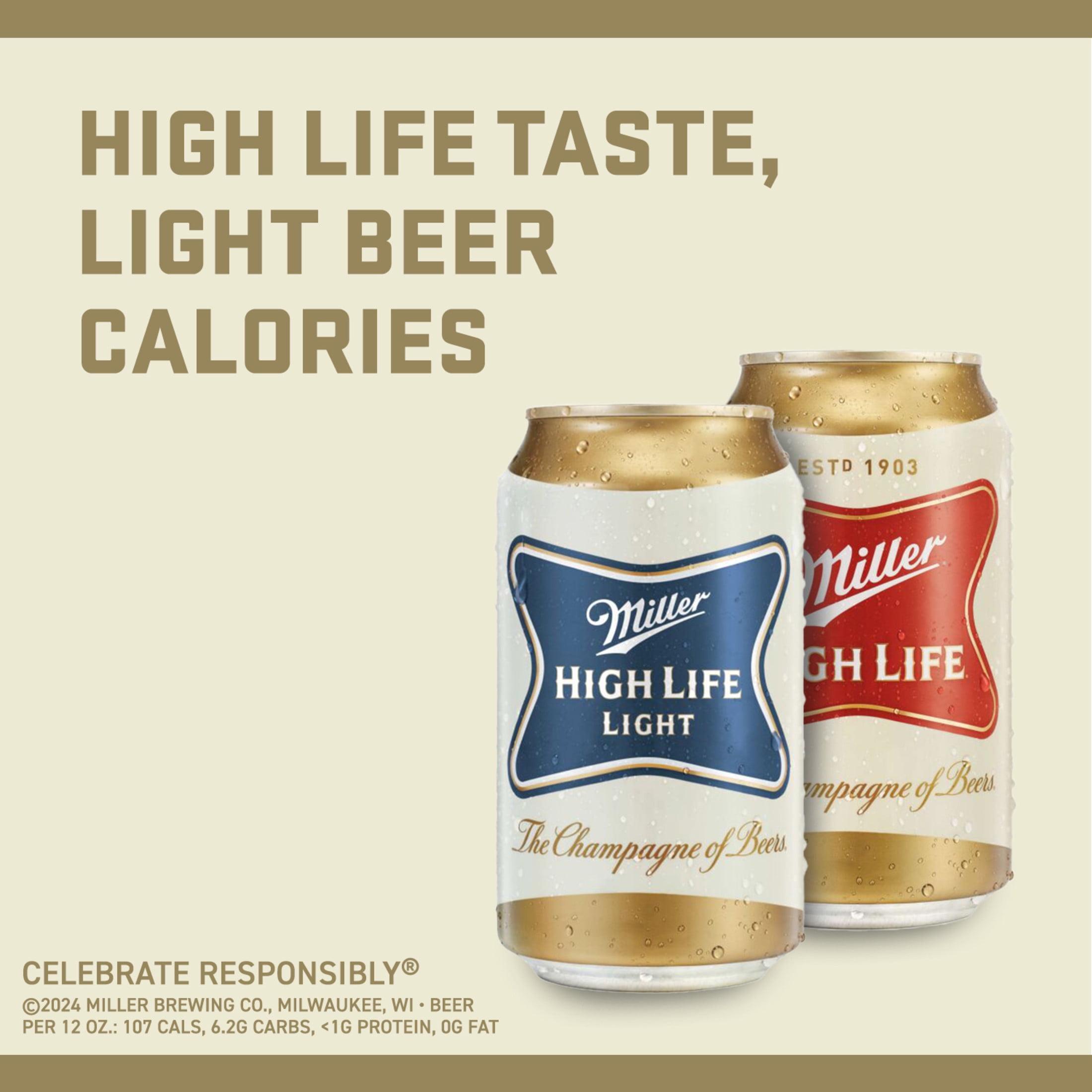 Miller High Life Light American Beer, 30 Pack, 12 fl oz Aluminum Cans, 4.1% ABV