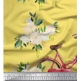 thumbnail image 1 of Soimoi Yellow Cotton Duck Fabric Roses & Bicycle Transport Decor Fabric Printed Yard 56 Inch Wide, 1 of 3