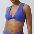 thumbnail image 2 of Xfvqtps Sports Bra for Women Racerback Deep V Neck Standard Strap Padded Elastic Breathable Yoga Athletic Exercise Bras Blue, 2 of 6