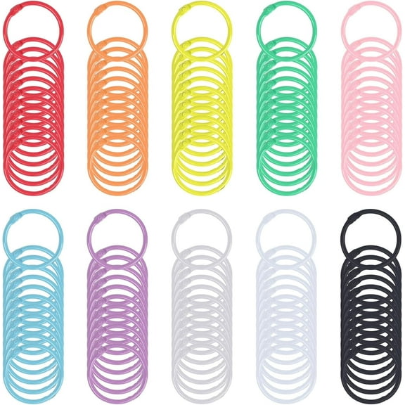 BZUEPRS 120PCS Metal Binder Rings, Colourful Index Card Rings 3cm Metal Loose Leaf Binder Rings Book Rings Open Card Rings Key Chains for Office