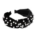 thumbnail image 3 of Diadema con perlas artificiales para mujer, diadema con nudo cruzado para boda, color negro Colcomx Twist Bowknot Hairband, 3 of 8