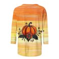 thumbnail image 5 of Mwjwdo Womens 3/4 Sleeve Pumpkin Gradient Printed Dressy Casual Henley Round Neck Relaxed Fit Tunic Tops Fall Shirts, 5 of 6