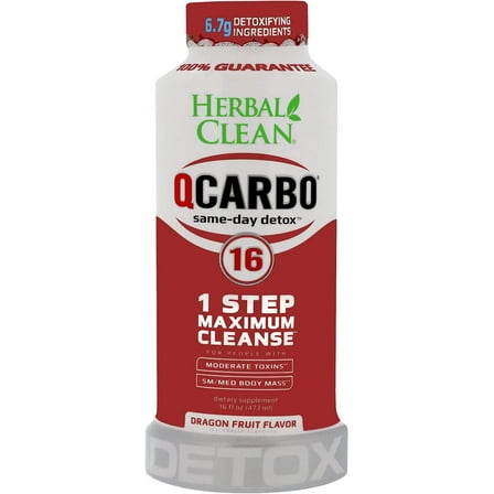 QCarbo16 Same-Day Detox Drink, Dragon Fruit (16 oz)