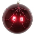 thumbnail image 1 of Vickerman 6" Berry Red Candy Finish Curtain Ornament with Glitter Accents, 3 per Bag, 1 of 4