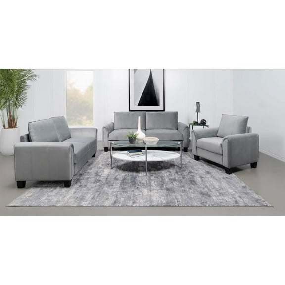 Davis 3-piece Upholstered Rolled Arm Sofa Grey