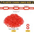 thumbnail image 2 of Plastic Chain Links, 1.4-Inch 25 Foot Barrier Chain with S-hooks, Red, 2 of 7