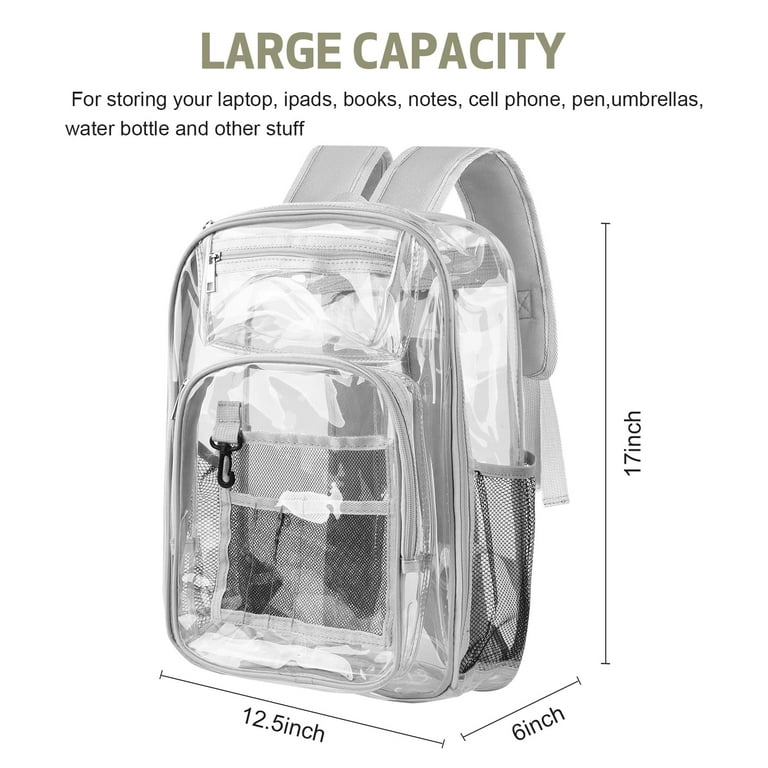 Heavy Duty Clear Backpack Stadium Approved, Alphabet Monogram Floral A  Letter PVC Transparent Backpack See Through Large Bookbag for Work School