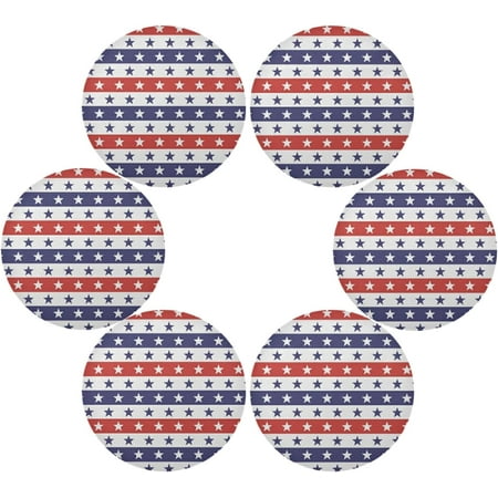 

Coolnut Beautiful Independence Day Stars Round Placemats for Dining Table Non-Slip Heat-Resistant Polyester Table Mats Set of 6 Washable Table Mats for Kitchen Dining Table Decoration (984)