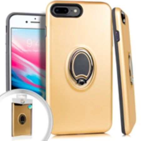 GSA Metallic Hybrid Case w/Magnet Ring Stand for iPhone 8 Plus/7 Plus - Gold