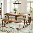 thumbnail image 5 of Tribesigns 51-Inch Dining Table Set with 2 Benches & Table Runner, Dining Room Table Set for 4-6, 5 of 6