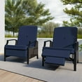 thumbnail image 4 of ModFusion 2-Piece Outdoor/Indoor Wicker Recliner Chair 250 lbs Capacity with Adjustable Seat Cushion and Extendable Footrest, Navy Blue, 4 of 11