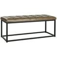 thumbnail image 3 of SAFAVIEH Reynolds Contemporary Modern Glam Tufted Bench, Tan/Black, 3 of 6