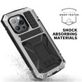 thumbnail image 6 of ELEHOLD for iPhone 14 Pro 6.1 Inch 2022 Case, Heavy Duty Armor Built-in Explosion-Proof Tempered Glass Screen Protector Wireless Charging Hang Rope Hidden Kickstand Shockproof Rugged Case,Silver, 6 of 7