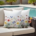 thumbnail image 5 of Spring Floral Pillow Covers 2 Pack Pink Yellow Red Wildflower Colorful Butterfly Pillowcase Waterproof Outdoor Throw Pillow Cover for Patio Garden Square Cushion 26”x26”, 5 of 9
