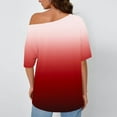 thumbnail image 6 of yievot Women Oversized Tops Off Shoulder Gradient Printed Short Sleeve Loose T Shirts Fashion Clothing, 6 of 6