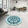 thumbnail image 4 of Ahgly Company Machine Washable Indoor Round Transitional Deep-Sea Green Area Rugs, 5' Round, 4 of 7
