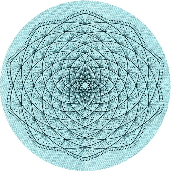 Ahgly Company Indoor Round Patterned Electric Blue Area Rugs, 5' Round