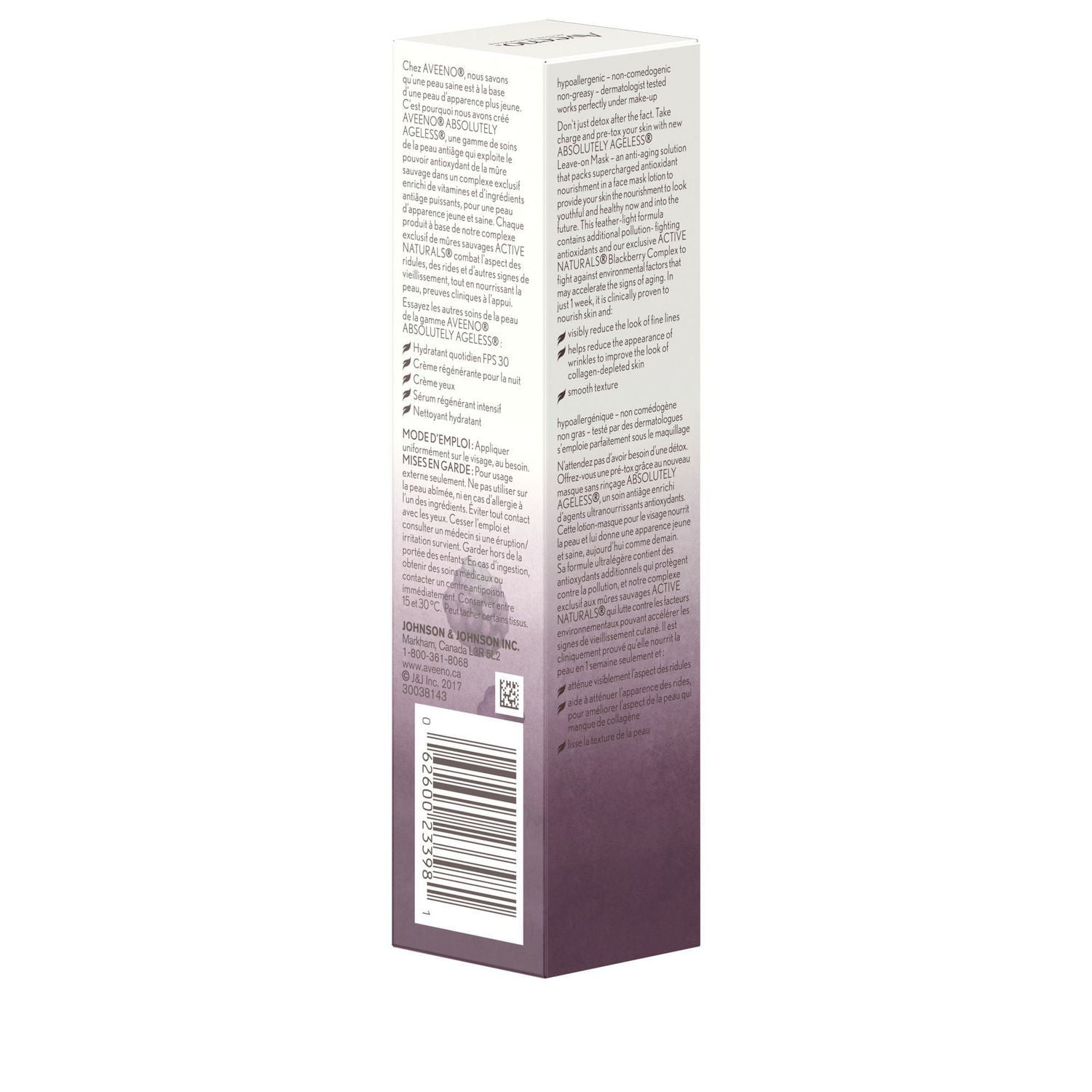 Aveeno Absolutely Ageless Pré-Tox Masque quotidien sans rinçage en lotion, Hydratant antiâge, Non comédogène et hypoallergénique, 38 ml