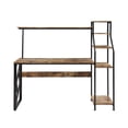 thumbnail image 2 of Benjara Computer Desk and Hutch with Industrial Open Metal Frame, Brown and Black, 2 of 5