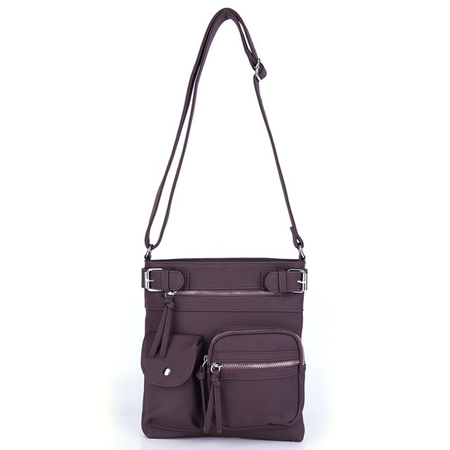 Bolsos cruzados para mujer PU duradero con cremallera para el ocio diario (café) Tmvgtek Para Estrenar
