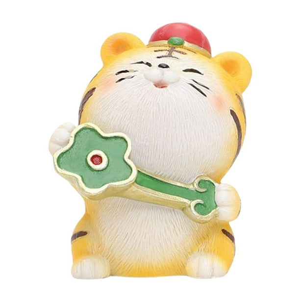 Figura de tigre de resina para casa, pequeña figura kawaii, regalo de Navidad, mini decoración para el hogar Los 4x45x6cm
