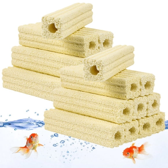 Média Filtrant pour Aquarium, 20 Pcs Grands Blocs de Bio Média pour Aquarium 6.3 Pouces, Réservoir de Poissons en Céramique Bio Média avec Petits Trous Denses pour Réservoir de Puisard, Filtre de Cartouche, Filtres de Dessus, Étang de Koi