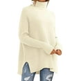 thumbnail image 1 of GHSDFBB Chandail à Col Roulé Surdimensionné d'Automne pour Femme, Décontracté, Manches Chauve-Souris Longues, Tunique à Ourlet Fendu, Tricot, Chandail, Jumper, Hauts, 1 of 4