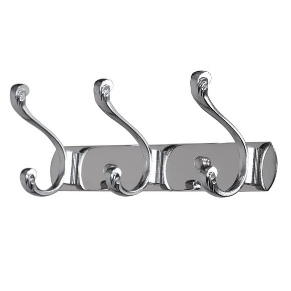 Unique Bargains 10' Dual 3 Hooks Coat Rack Wall Hooks Coat Hooks Silver Tone,Plating