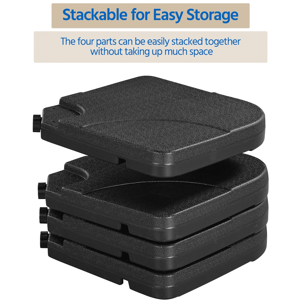 Renwick 53L 4-Piece Fillable Cantilever Umbrella Base, Heavy-Duty HDPE, Black