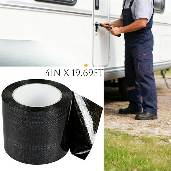 RV Underbelly Tape RV Underbelly Material Waterproof Repair Tape for RV, Camper, Travel Trailer, Tear Repair Patch (4in x 19.69ft, Black)