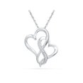 thumbnail image 1 of Pendentif en Or Blanc 10 Carats pour Femmes Diamant Rond Double Lien Coeur Joint.03 Cttw, 1 of 1
