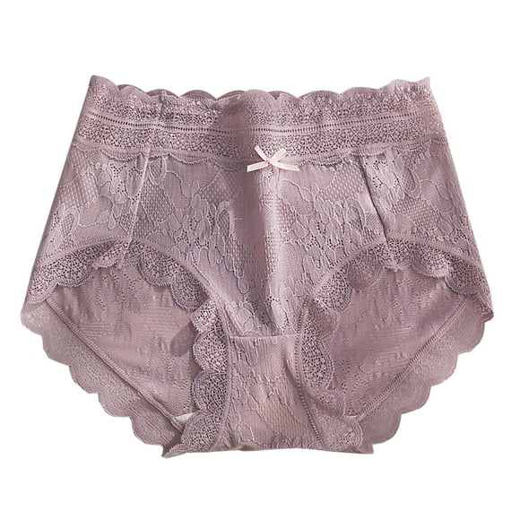 Mrat Ladies Underwear Panties Cotton Womens Breathable Comfortable Soft and Cotton Lace Satin Underwear Panties S-168 Purple L